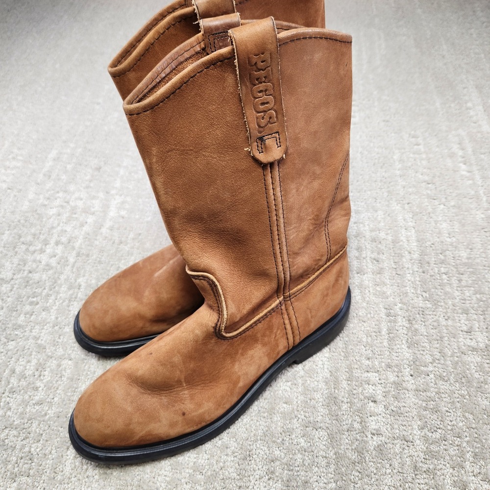 Red Wing Pecos Boots Men 8 D 1105 Soft Toe Leather Pull On Work Boot USA Made
